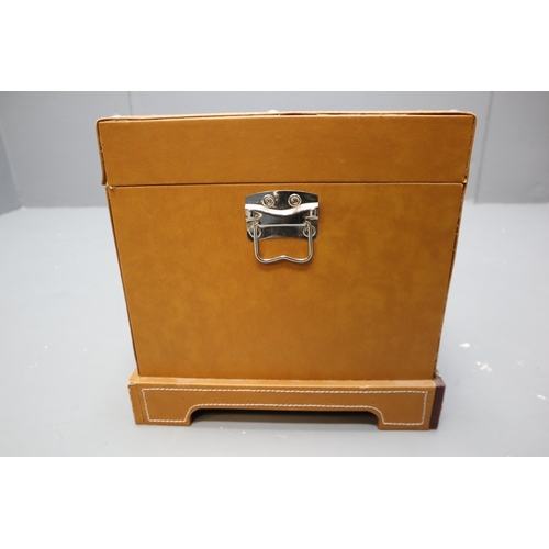 553 - A Leather Bound Vintage Style Storage Chest, Approx 12