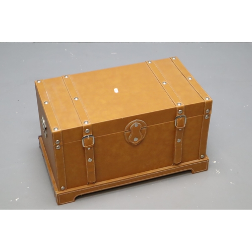 553 - A Leather Bound Vintage Style Storage Chest, Approx 12