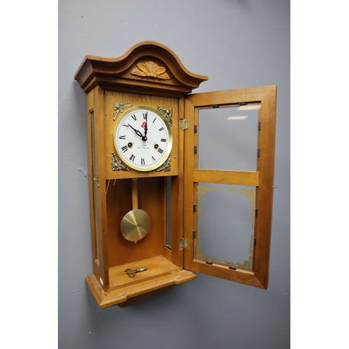 582 - Wood Cased Wall Mounted 31 Day Chiming Clock (25