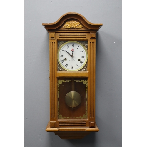 582 - Wood Cased Wall Mounted 31 Day Chiming Clock (25