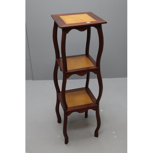 572 - A Wooden Tile Topped Three Tier Plant Stand, Approx 38.5