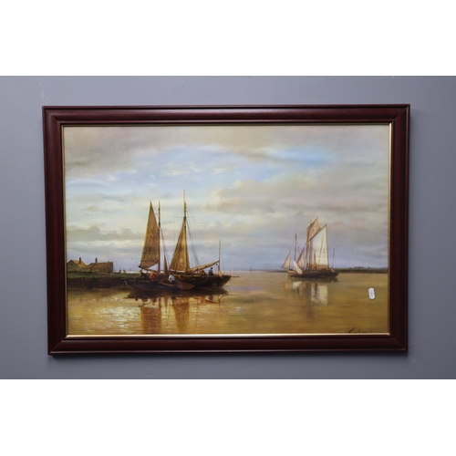 598 - Two Framed Nautical Themed Prints. Includes A. Hulb Harbour Scene (Approx 23