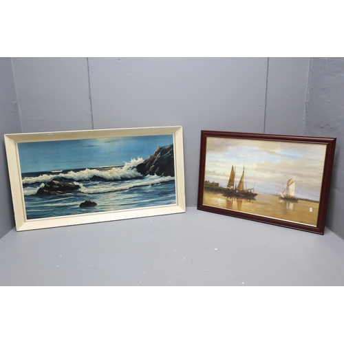 598 - Two Framed Nautical Themed Prints. Includes A. Hulb Harbour Scene (Approx 23