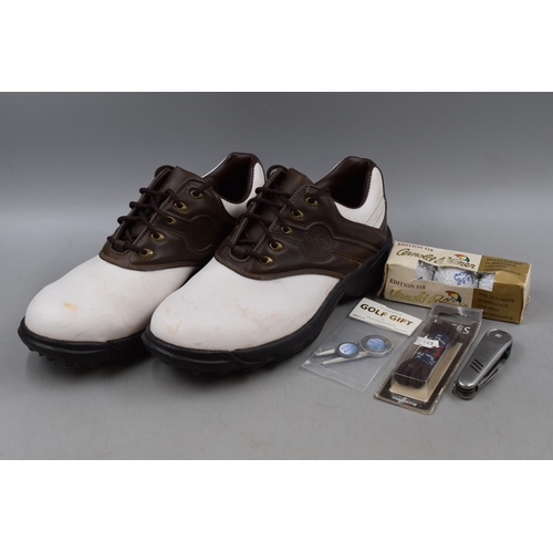 651 - Pair of Golfing Shoes (UK 9), Golf Balls, Pocket Knife and More