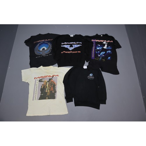 654 - Five Vintage Magnum Tour T Shirts and Sweatshirts