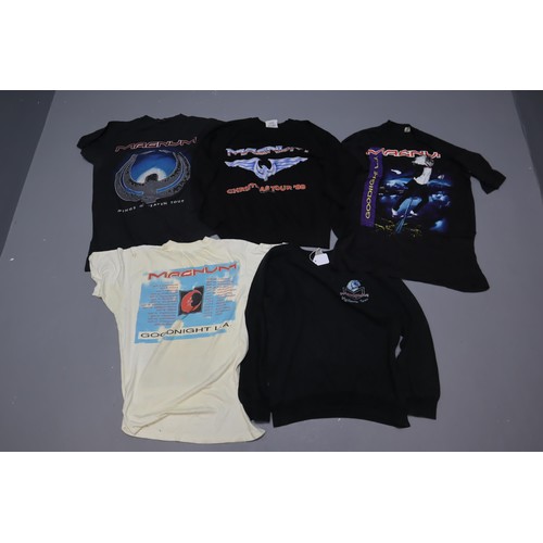 654 - Five Vintage Magnum Tour T Shirts and Sweatshirts