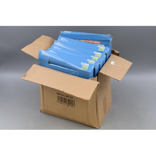 661 - Six Boxes of Brackit Yellow and Blue Coloured Dust Sheets (9ftx12ft). Each Box Contains Six.