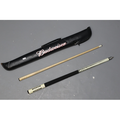 619 - Graded Maple 720 Pool Cue with Budweiser Case