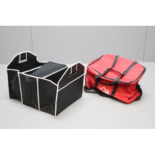 666 - Two Collapsible Car Boot Organisers, With A 26 Litre Insulated Cooler Bag.