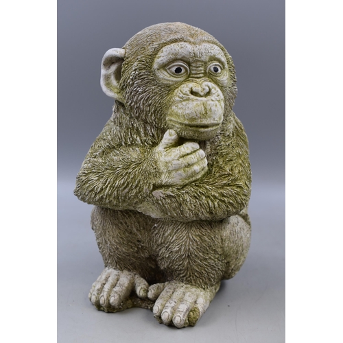 629 - A Heavy Concrete Thinking Chimp Statue, Approx 12.5