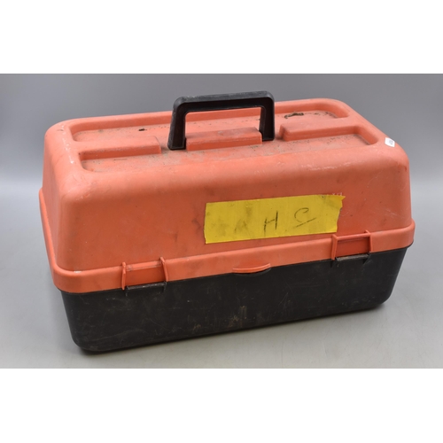 631 - Large Plastic Toolbox complete with contents to include Sockets, Wrenches and more