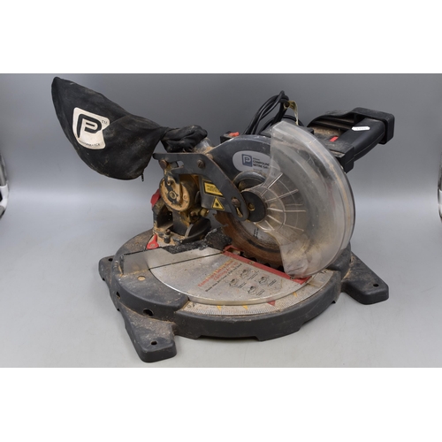 632 - Performance Compound Mitre Saw with 210mm cutting blade and a Adjustable Angle Cutting base powers o... 