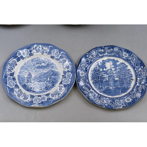 676 - Mixed Lot of Vintage plates to include Spode blue and White, Myott, Liberty Blue, and more