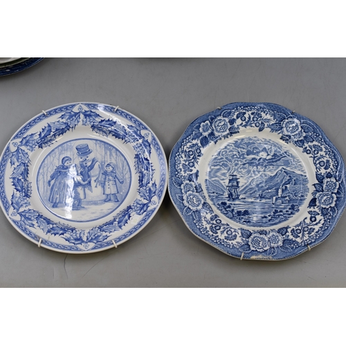 676 - Mixed Lot of Vintage plates to include Spode blue and White, Myott, Liberty Blue, and more