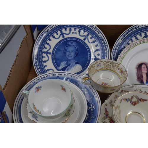 726 - Mixed Selection of Fine Bone China Royal Memorabilia, Cups, Saucers and Plates including Schumann, a... 