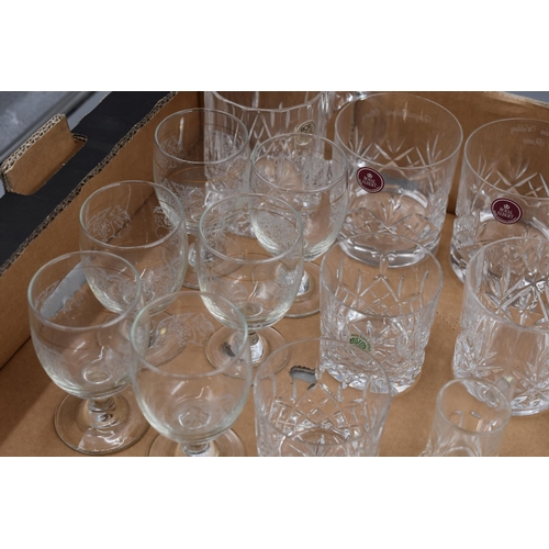 729 - Selection of Glassware including Royal Albert, Galway Irish Crystal, Whyte & Mackay, and More