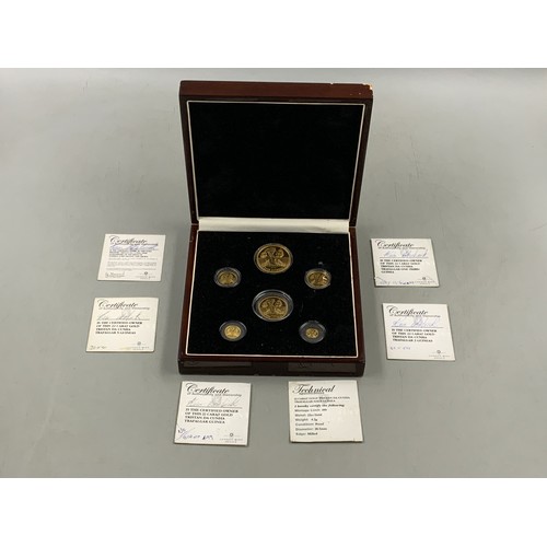 31A - The Complete set of 6 Limited Edition 22 carat Elizabeth II Gold Tristan Da Cunha Trafalgar Coins in... 