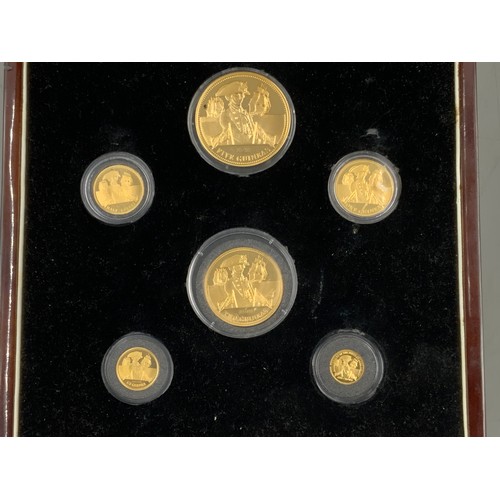 31A - The Complete set of 6 Limited Edition 22 carat Elizabeth II Gold Tristan Da Cunha Trafalgar Coins in... 