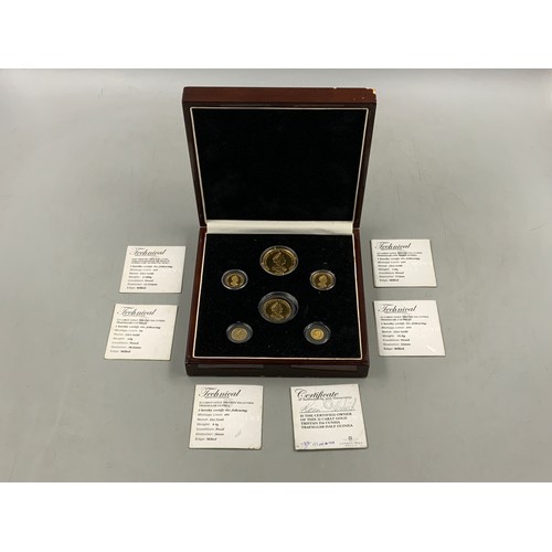 31A - The Complete set of 6 Limited Edition 22 carat Elizabeth II Gold Tristan Da Cunha Trafalgar Coins in... 