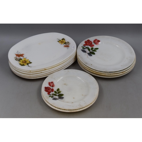 314 - Selection of 12 Mid Century JAJ Pyrex Floral Plates