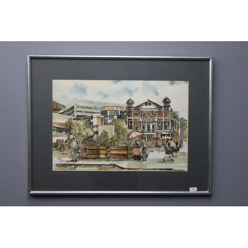 331 - Linda Poggio Signed Watercolour Showing The Playhouse in Williamson Square Liverpool in Framed and G... 