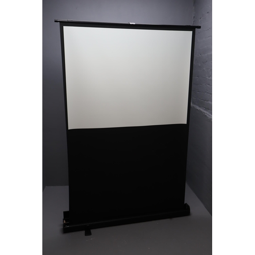 382 - Vonhaus Black and White Projector Screen in Metal storage case a/f needs Hydraulic arms replacing