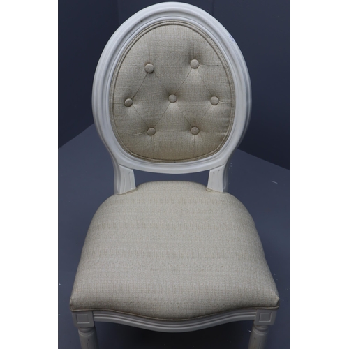 529 - Dunhelm Mill Button Back French Style Bedroom Chair in lovely clean Condition with light Brown Linen... 