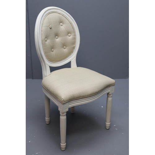 529 - Dunhelm Mill Button Back French Style Bedroom Chair in lovely clean Condition with light Brown Linen... 