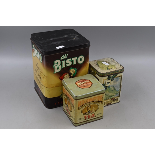 692 - Three Collectable Vintage Tins. Includes Bisto, Scottish Shortbread, and Mazawattee Tea.