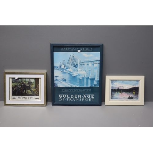 693 - Three Framed and Glazed Pictures. Includes Signed Mary Y.Smith 'Sunset Over Tarbert, Argyll' Print, ... 