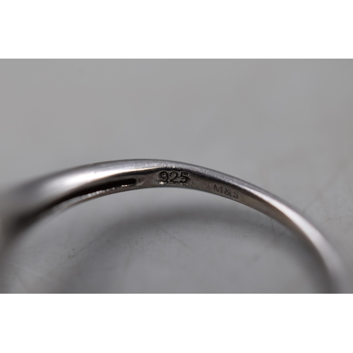 14 - Two Sterling Silver Rings, Includes Clear Stoned and Hallmarked London Silver Band Ring. Sizes P/Q A... 