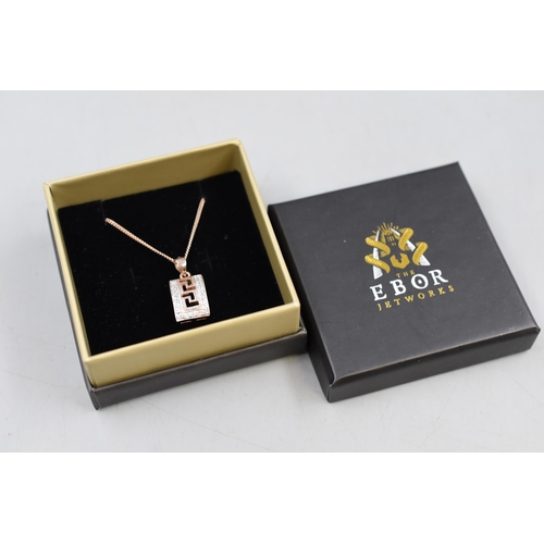 15 - Silver 925 Rose Gold Coloured Necklace Complete with Presentation Box.