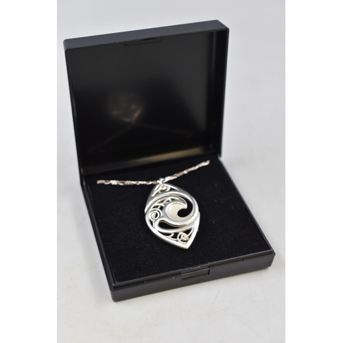 22 - Silver 925 Art Nouveau Style Pendant / Brooch Complete with Silver Chain and Presentation Case