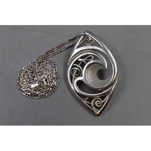 22 - Silver 925 Art Nouveau Style Pendant / Brooch Complete with Silver Chain and Presentation Case