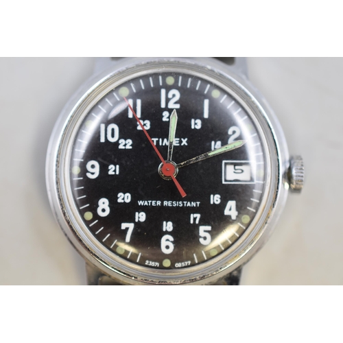 64 - Vintage Mid Size Military Style Timex 23571 Wrist Watch (Working)