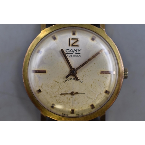 82 - Camy 17 Jewels Mechanical Gents Watch with Leather Strap (Working)