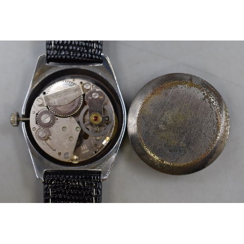 87 - Sanford Jump Hour Mechanical Watch with Leather Strap (Working)