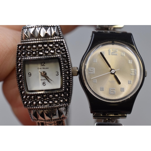 97 - Ladies Swatch Watch and a Gino Milano Bracelet Watch (Both Working)