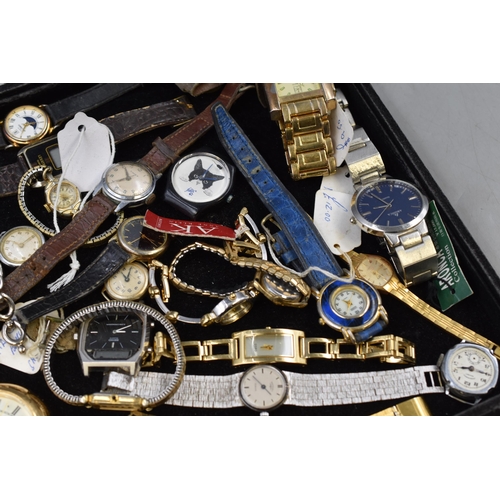 107 - Large Selection of Watches including Roger Lascelles, Rotary, Ingersoll, Timex, Seiko and More (Spar... 