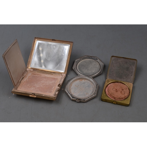 108 - Selection of Three Vintage Compacts to include Pearlescent Compact, Monogrammed Hexagon Shaped Compa... 