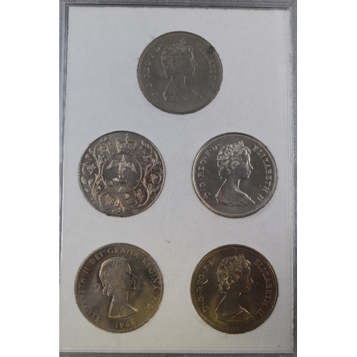 121 - A 1983 UK Proof Coin Set, With A Selection of Five UK Crowns (1965-1981) In Presentation Case.