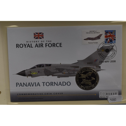 142 - Selection of Five Royal Airforce Commemorative First Day Covers. Includes Panavia Tornado, Handley P... 