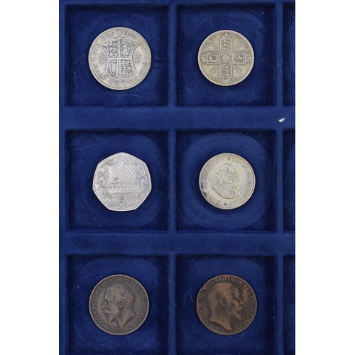 148 - Selection of Coins including Silver George V Half Crown & Florin George VI 1946 Two Shilling and... 