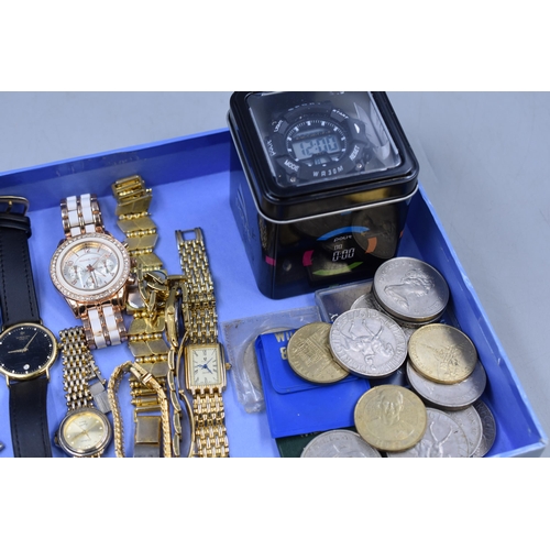 155 - Mixed Selection to include Commemorative Coins, Armed Forces Badges, Cufflinks and a Selection of Wa... 