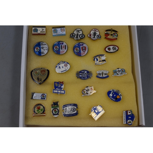 184 - Three Boxes of Assorted Football Pin Badges. Includes Blackburn Rovers, Leeds United, Burnley and Mu... 