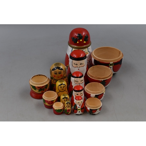 186 - Two Russian Doll Sets including Father Christmas