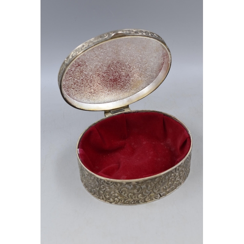 207 - Large Decorative Plated Red Felt Lined Trinket Box approx 6.5