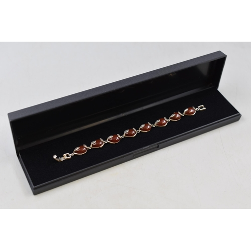 220 - Silver 925 Carnelian Stoned Bracelet Complete with Presentation Box