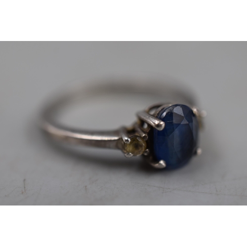 224 - Kyanite & White Topaz Sterling Silver Ring (Size N-O). Complete with Certificatate of Authentici... 