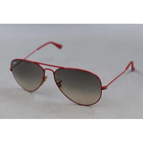 245 - Pair of Retro Aviator Ray-Ban Red Rimmed Sun Glasses. Complete with Ray-Ban Case.